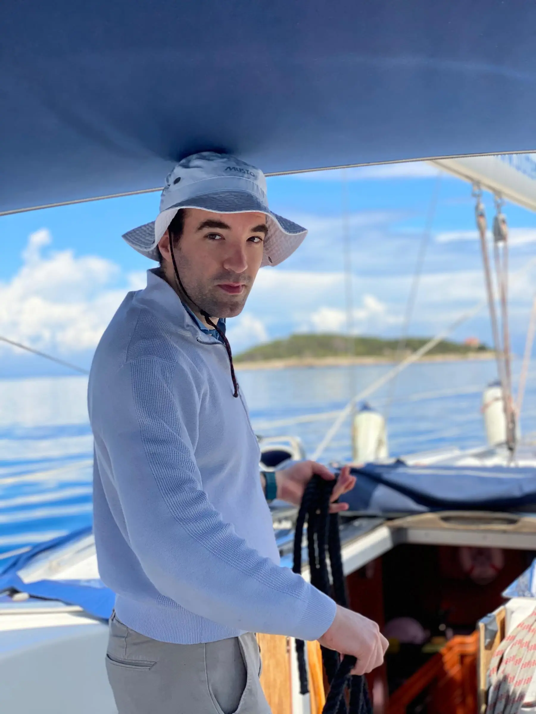 The skipper at the helm